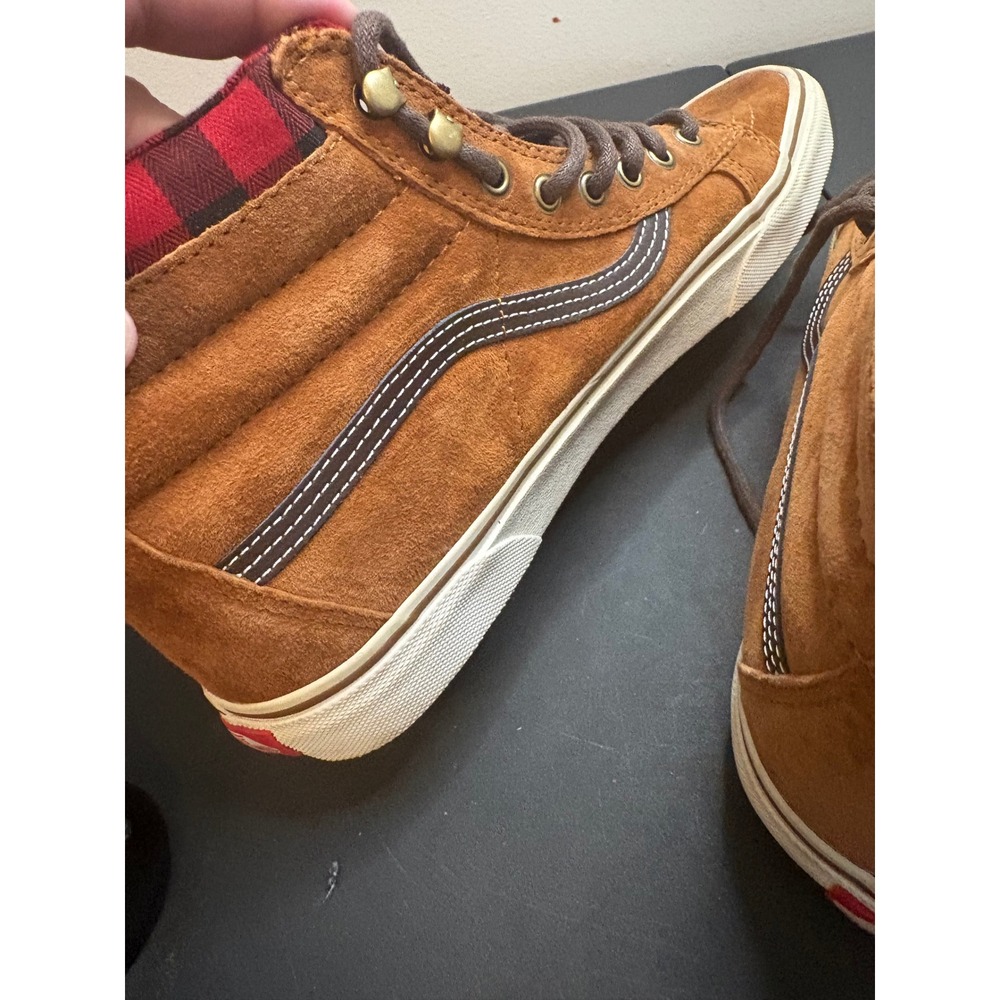 Vans Sk8-Hi MTE Honey Brown Suede Buffalo Plaid Flannel High Top Mens 11 - Picture 5 of 7